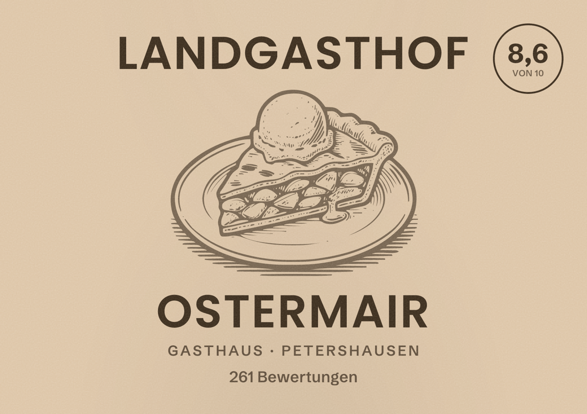 Illustriertes Poster von Landgasthof Ostermair, Gasthaus in Petershausen: Bewertung 8,6 von 10 aus 261 Bewertungen