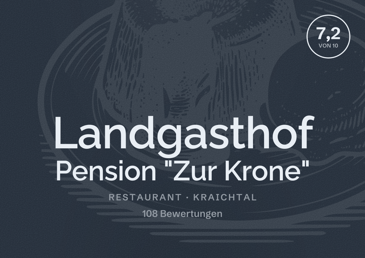 Illustriertes Poster von Landgasthof Pension "Zur Krone", Restaurant in Kraichtal: Bewertung 7,2 von 10 aus 108 Bewertungen