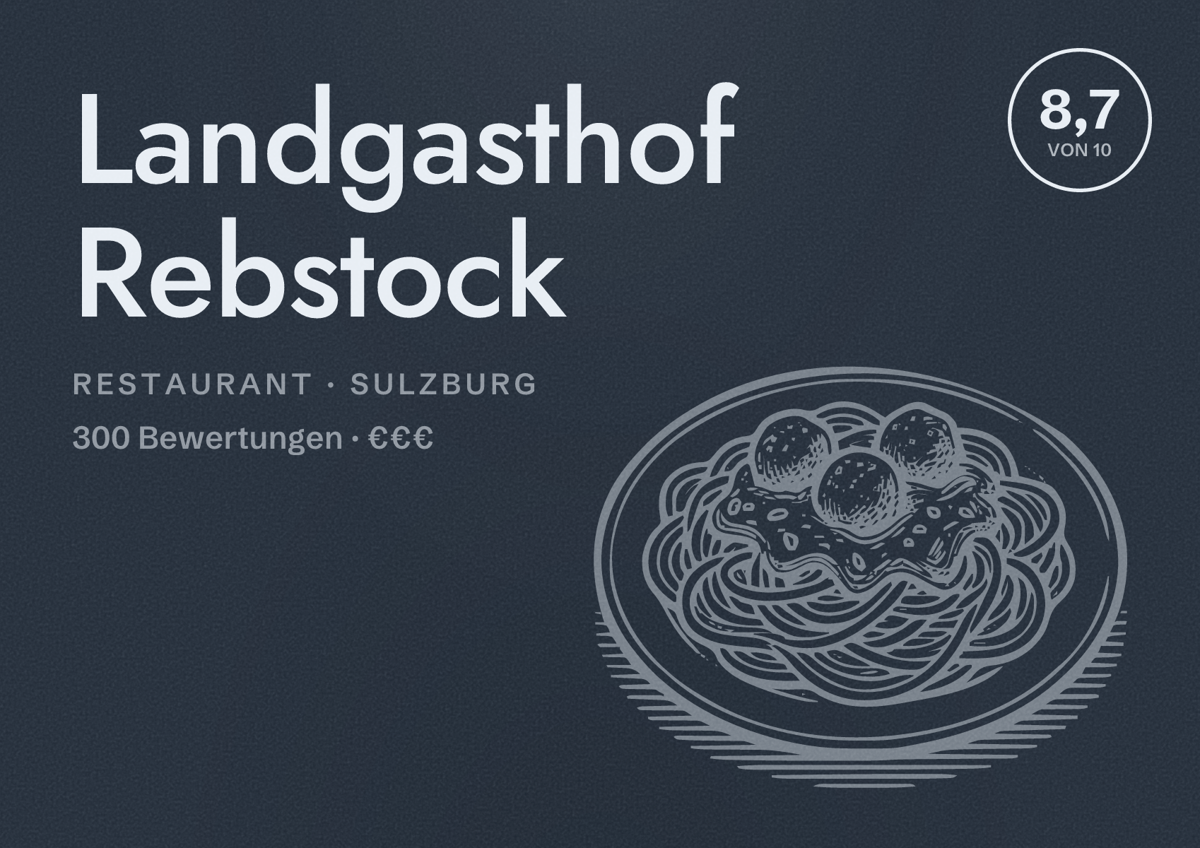 Illustriertes Poster von Landgasthof Rebstock, Restaurant in Sulzburg: Bewertung 8,7 von 10 aus 300 Bewertungen, Preisniveau €€€