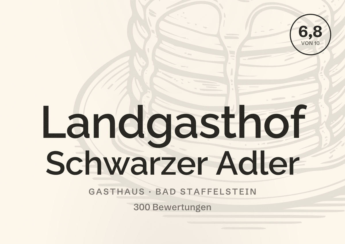 Illustriertes Poster von Landgasthof Schwarzer Adler, Gasthaus in Bad Staffelstein: Bewertung 6,8 von 10 aus 300 Bewertungen
