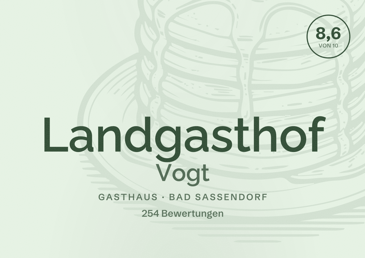 Illustriertes Poster von Landgasthof Vogt, Gasthaus in Bad Sassendorf: Bewertung 8,6 von 10 aus 254 Bewertungen