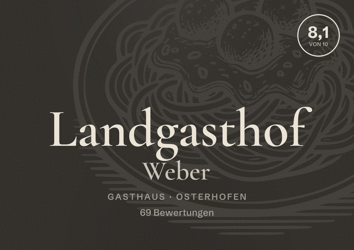 Illustriertes Poster von Landgasthof Weber, Gasthaus in Osterhofen: Bewertung 8,1 von 10 aus 69 Bewertungen