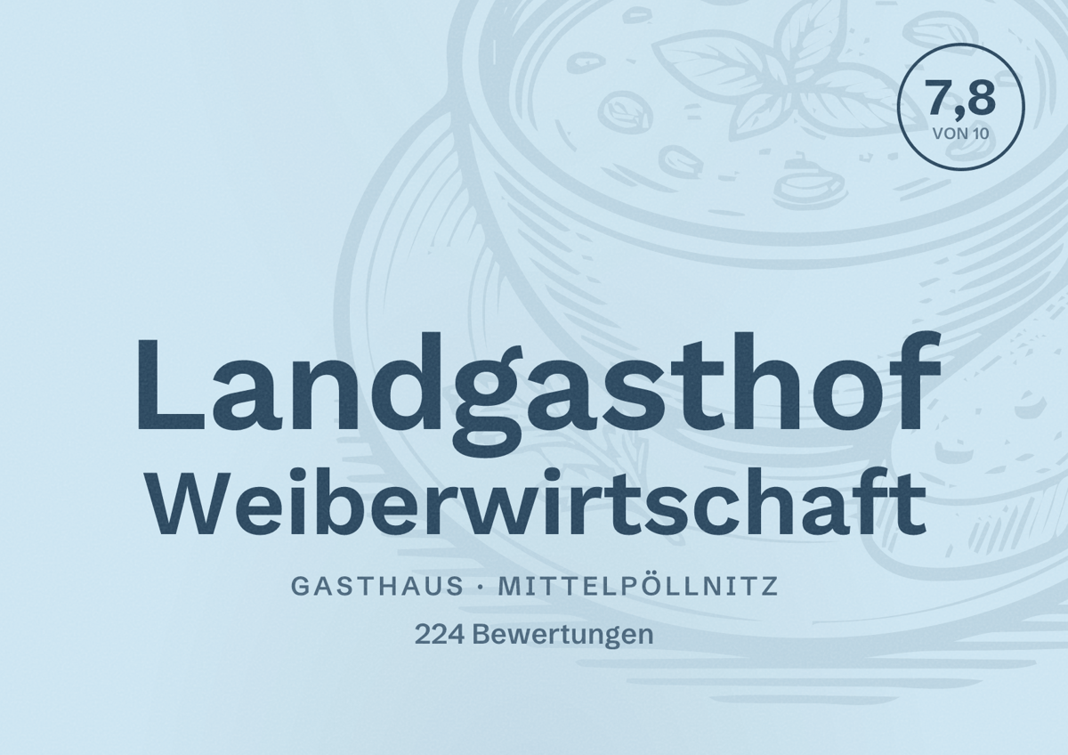 Illustriertes Poster von Landgasthof Weiberwirtschaft, Gasthaus in Mittelpöllnitz: Bewertung 7,8 von 10 aus 224 Bewertungen