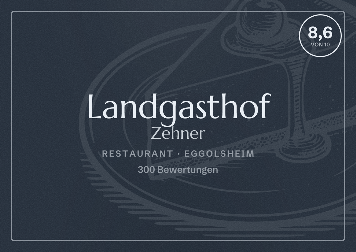 Illustriertes Poster von Landgasthof Zehner, Restaurant in Eggolsheim: Bewertung 8,6 von 10 aus 300 Bewertungen