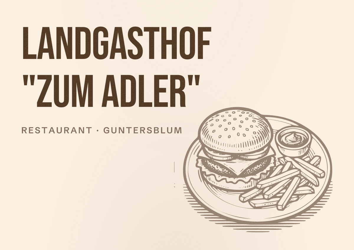 Illustriertes Poster von Landgasthof "Zum Adler", Restaurant in Guntersblum