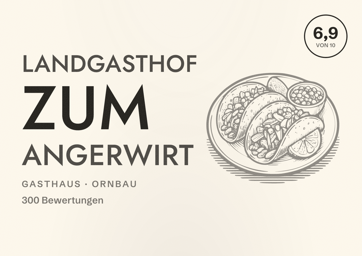 Illustriertes Poster von Landgasthof zum Angerwirt, Gasthaus in Ornbau: Bewertung 6,9 von 10 aus 300 Bewertungen