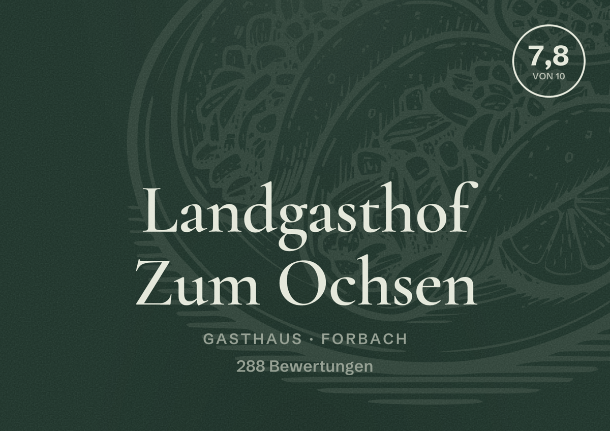 Illustriertes Poster von Landgasthof Zum Ochsen, Gasthaus in Forbach: Bewertung 7,8 von 10 aus 288 Bewertungen