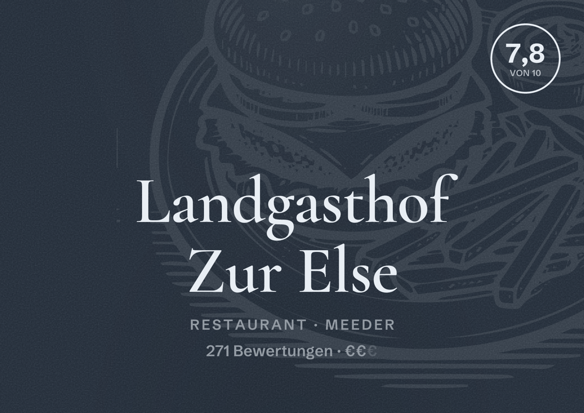 Illustriertes Poster von Landgasthof Zur Else, Restaurant in Meeder: Bewertung 7,8 von 10 aus 271 Bewertungen, Preisniveau €€
