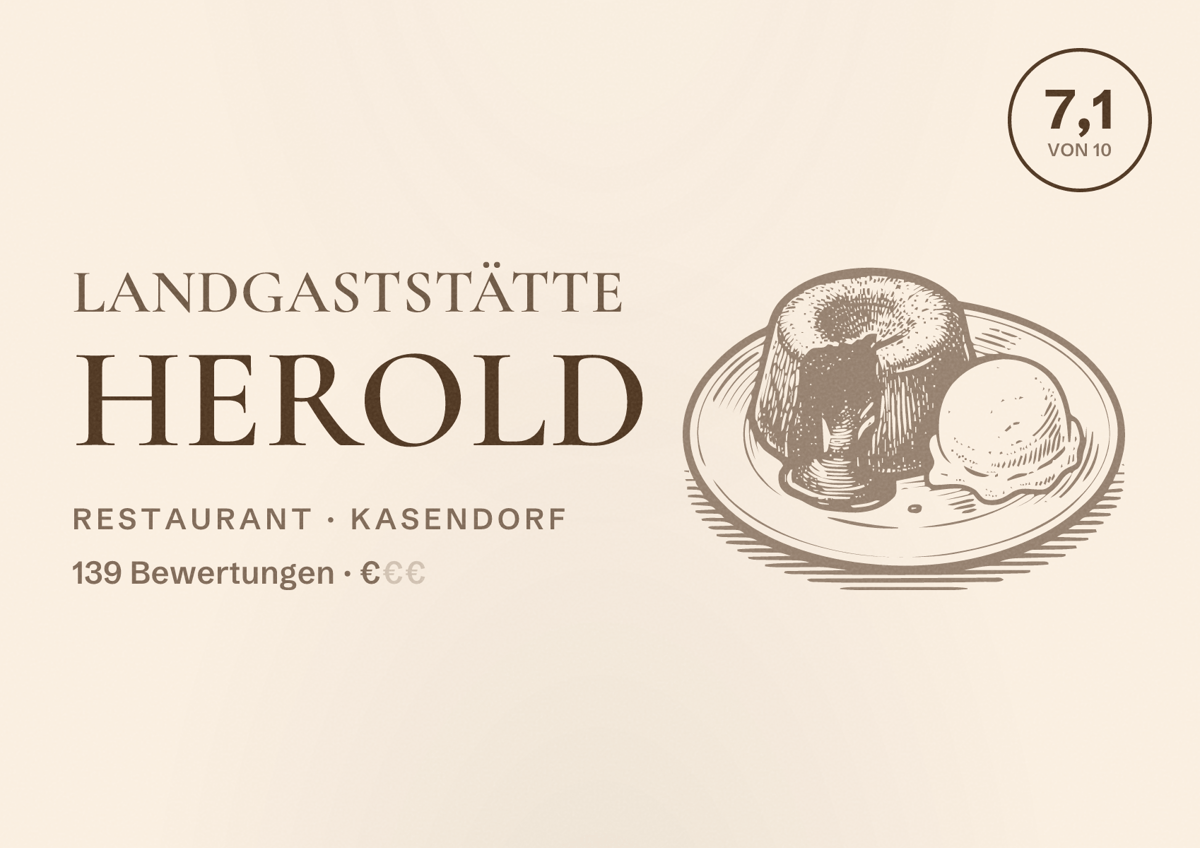 Illustriertes Poster von Landgaststätte Herold, Restaurant in Kasendorf: Bewertung 7,1 von 10 aus 139 Bewertungen, Preisniveau €