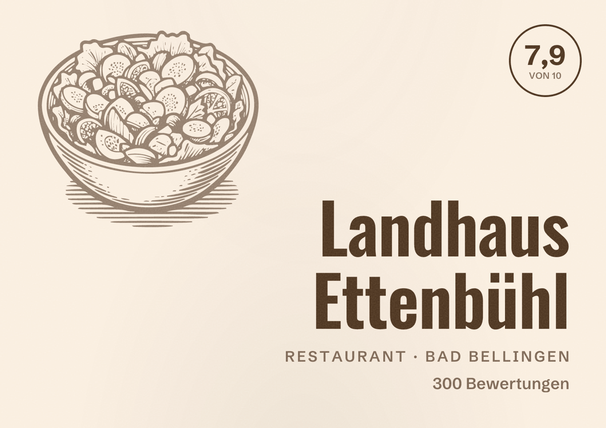 Illustriertes Poster von Landhaus Ettenbühl, Restaurant in Bad Bellingen: Bewertung 7,9 von 10 aus 300 Bewertungen
