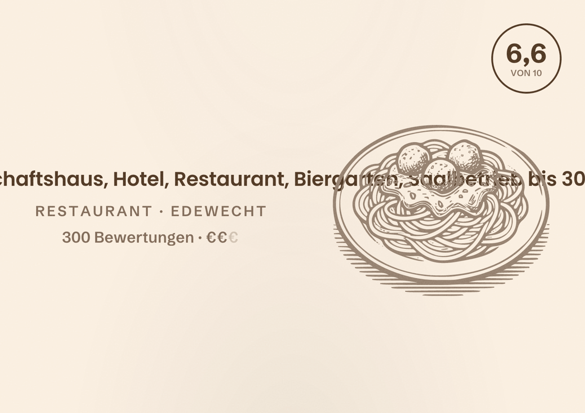 Illustriertes Poster von Landhaus Friedrichsfehn Gesellschaftshaus, Hotel, Restaurant, Biergarten, Saalbetrieb bis 300 Personen, Restaurant in Edewecht: Bewertung 6,6 von 10 aus 300 Bewertungen, Preisniveau €€