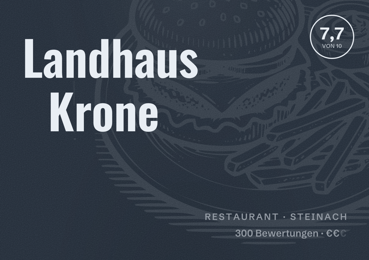 Illustriertes Poster von Landhaus Krone, Restaurant in Steinach: Bewertung 7,7 von 10 aus 300 Bewertungen, Preisniveau €€