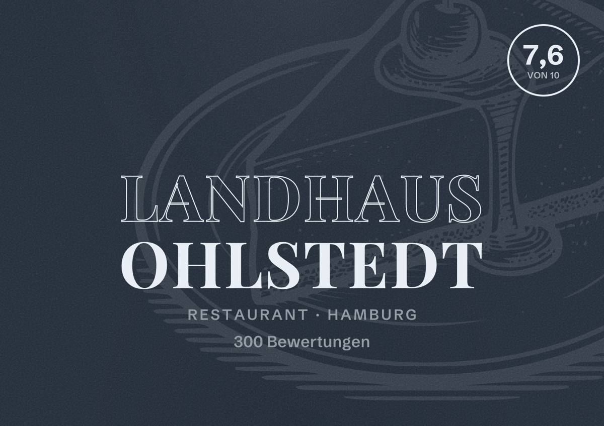 Illustriertes Poster von Landhaus Ohlstedt, Restaurant in Hamburg: Bewertung 7,6 von 10 aus 300 Bewertungen
