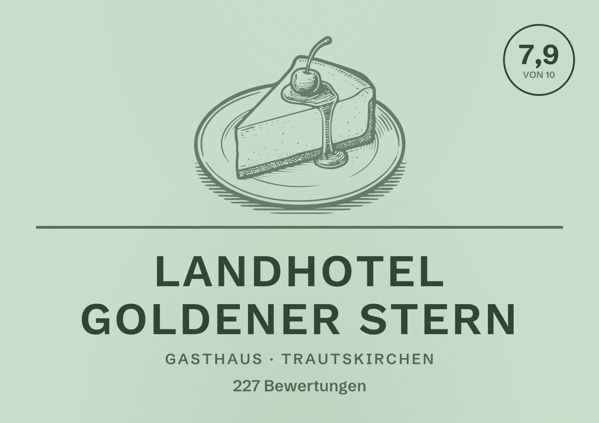 Illustriertes Poster von Landhotel Goldener Stern, Gasthaus in Trautskirchen: Bewertung 7,9 von 10 aus 227 Bewertungen