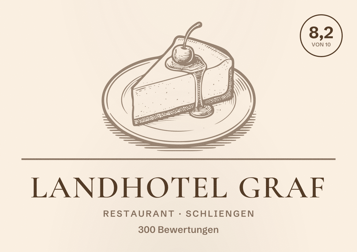 Illustriertes Poster von Landhotel Graf, Restaurant in Schliengen: Bewertung 8,2 von 10 aus 300 Bewertungen