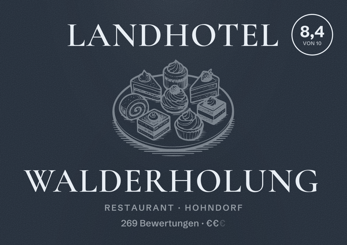 Illustriertes Poster von Landhotel Walderholung, Restaurant in Hohndorf: Bewertung 8,4 von 10 aus 269 Bewertungen, Preisniveau €€