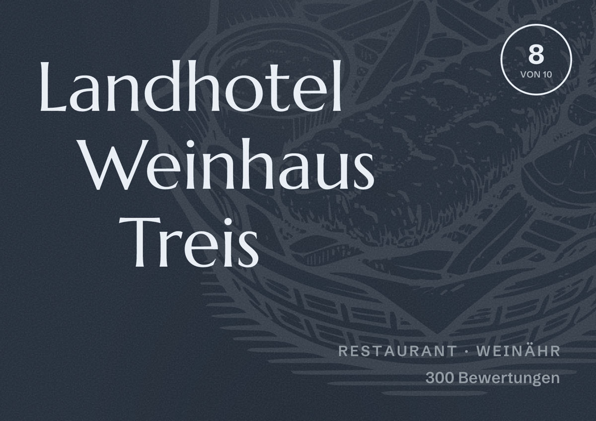 Illustriertes Poster von Landhotel Weinhaus Treis, Restaurant in Weinähr: Bewertung 8 von 10 aus 300 Bewertungen