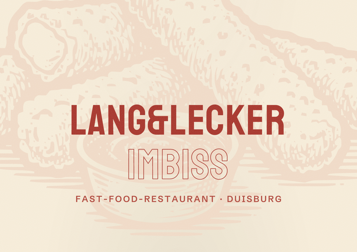 Illustriertes Poster von Lang&Lecker Imbiss, Fast-Food-Restaurant in Duisburg
