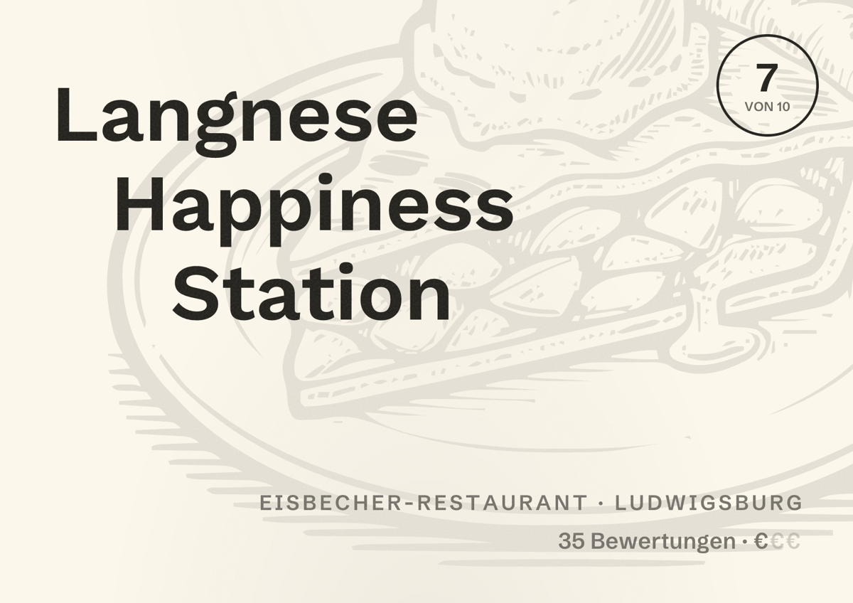 Illustriertes Poster von Langnese Happiness Station, Eisbecher-Restaurant in Ludwigsburg: Bewertung 7 von 10 aus 35 Bewertungen, Preisniveau €