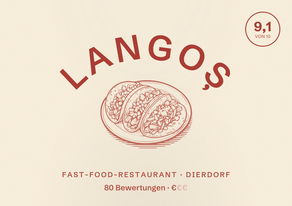 Illustriertes Poster von Langoș, Fast-Food-Restaurant in Dierdorf: Bewertung 9,1 von 10 aus 80 Bewertungen, Preisniveau €