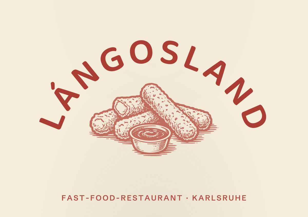 Illustriertes Poster von Lángosland, Fast-Food-Restaurant in Karlsruhe