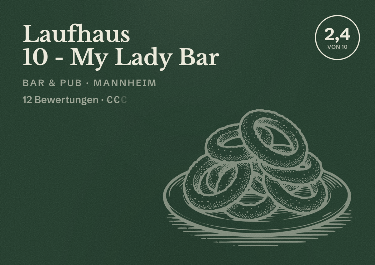 Illustriertes Poster von Laufhaus 10 - My Lady Bar, Bar & Pub in Mannheim: Bewertung 2,4 von 10 aus 12 Bewertungen, Preisniveau €€
