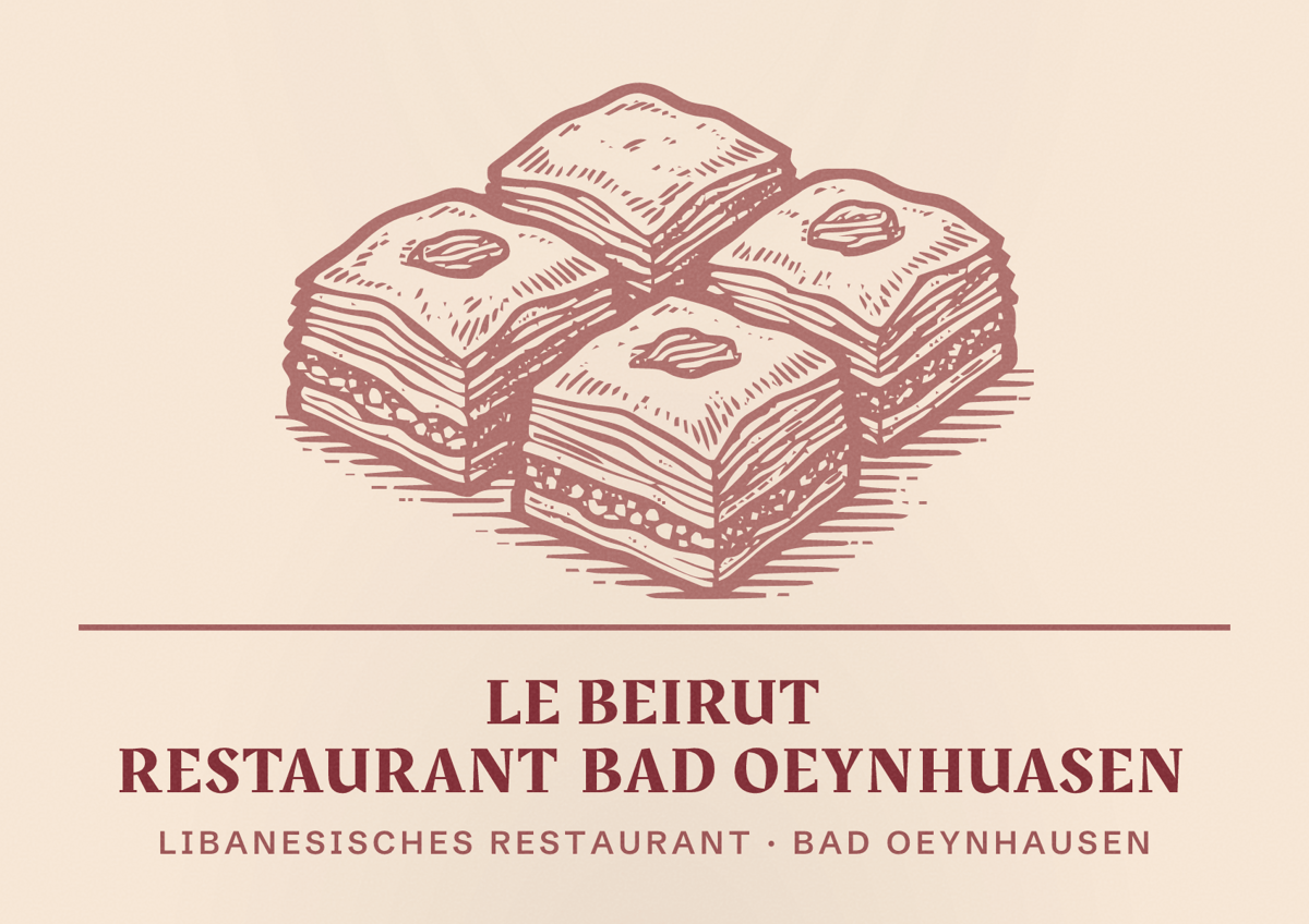 Illustriertes Poster von Le Beirut Restaurant Bad Oeynhuasen, Libanesisches Restaurant in Bad Oeynhausen