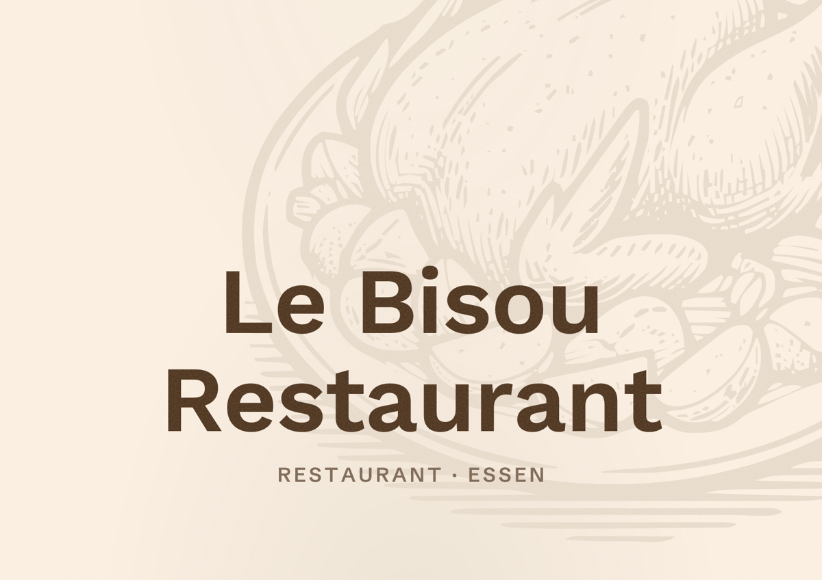 Illustriertes Poster von Le Bisou Restaurant, Restaurant in Essen