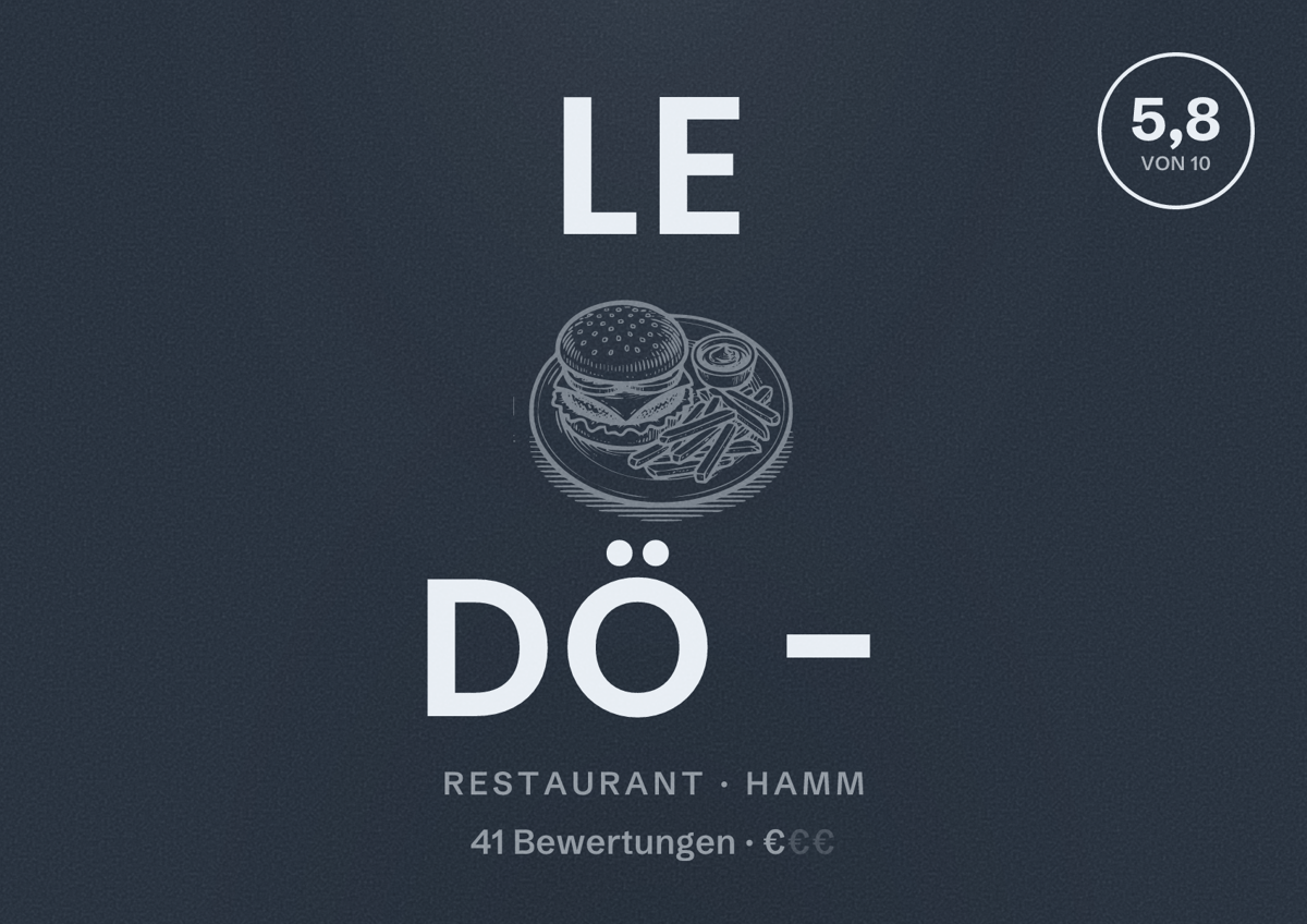 Illustriertes Poster von Le Dö -, Restaurant in Hamm: Bewertung 5,8 von 10 aus 41 Bewertungen, Preisniveau €