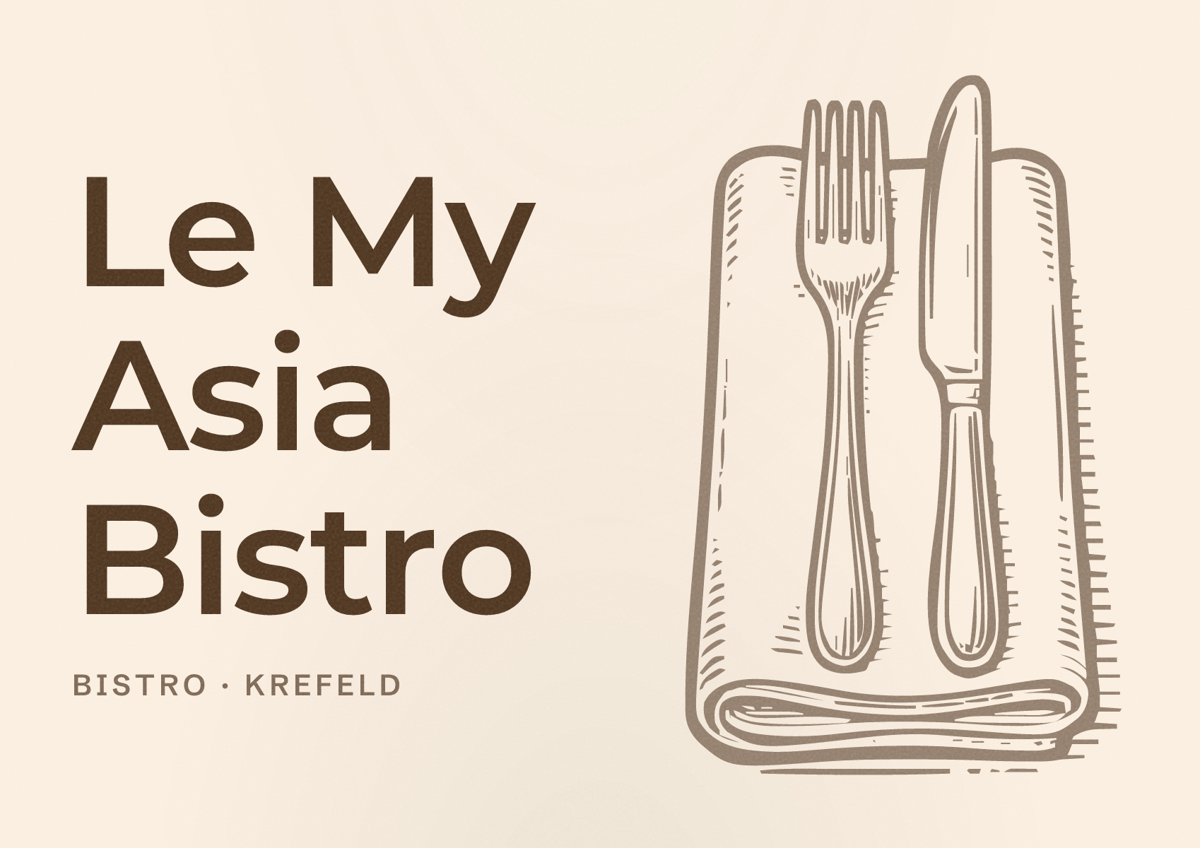 Illustriertes Poster von Le My Asia Bistro, Bistro in Krefeld