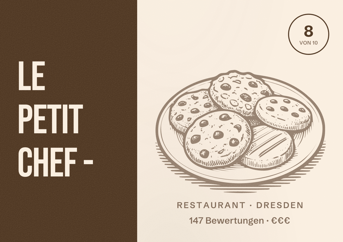 Illustriertes Poster von Le Petit Chef -, Restaurant in Dresden: Bewertung 8 von 10 aus 147 Bewertungen, Preisniveau €€€