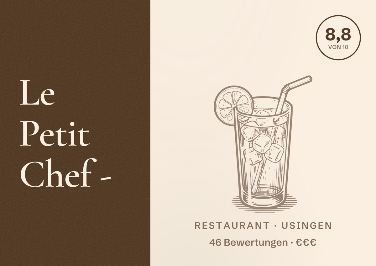 Illustriertes Poster von Le Petit Chef -, Restaurant in Usingen: Bewertung 8,8 von 10 aus 46 Bewertungen, Preisniveau €€€
