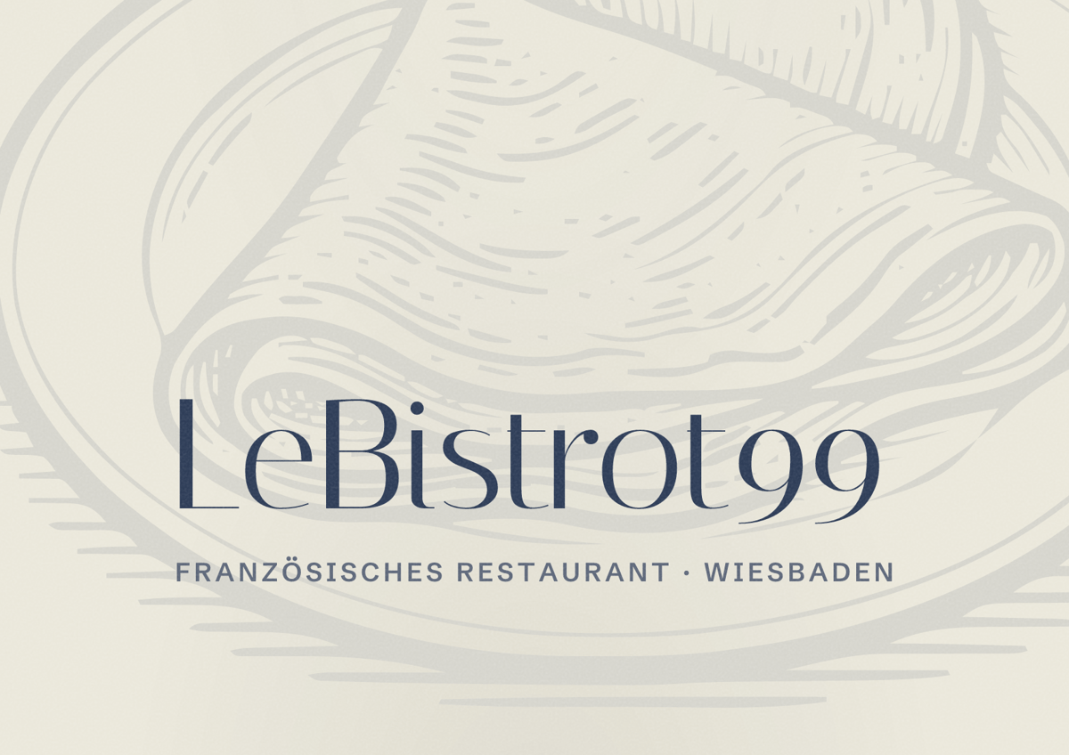 Illustriertes Poster von LeBistrot99, Französisches Restaurant in Wiesbaden