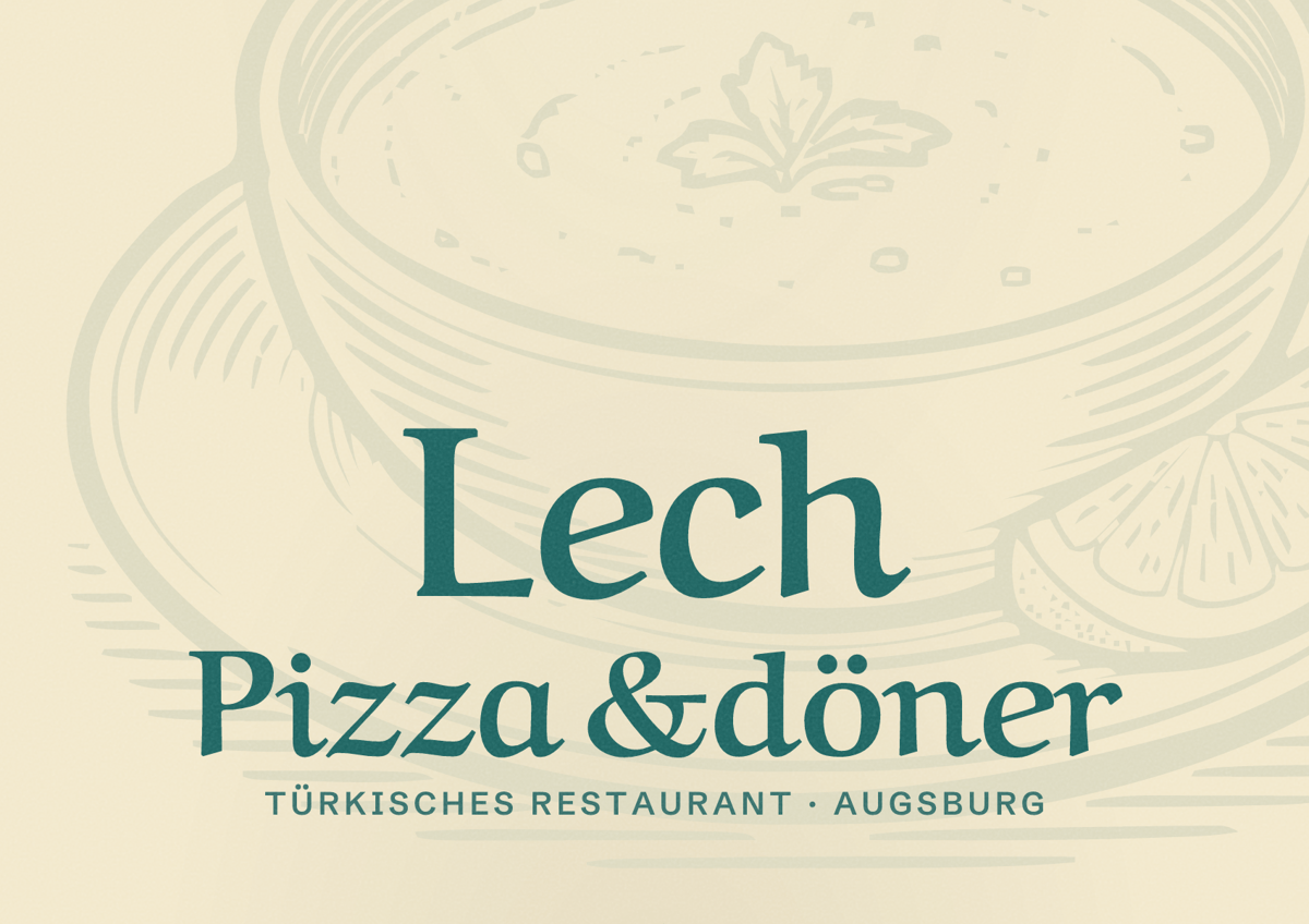 Illustriertes Poster von Lech Pizza &döner, Türkisches Restaurant in Augsburg