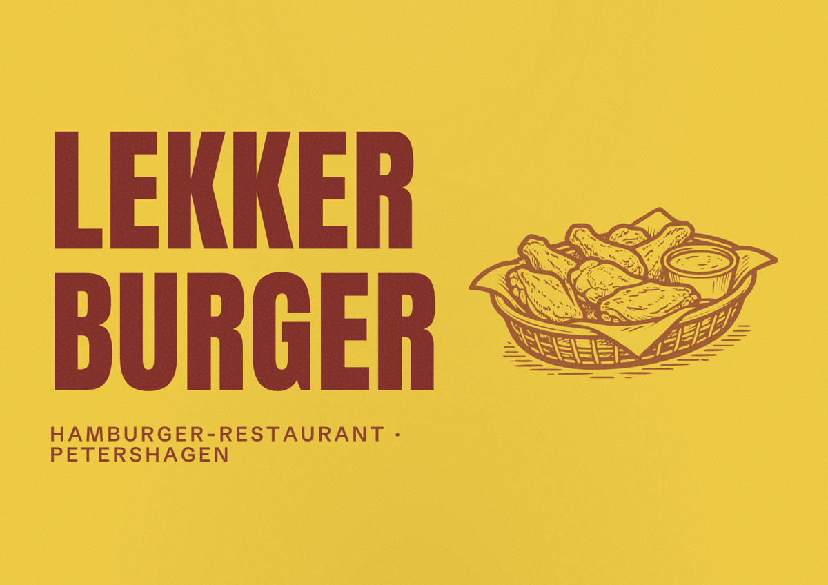 Illustriertes Poster von Lekker Burger, Hamburger-Restaurant in Petershagen