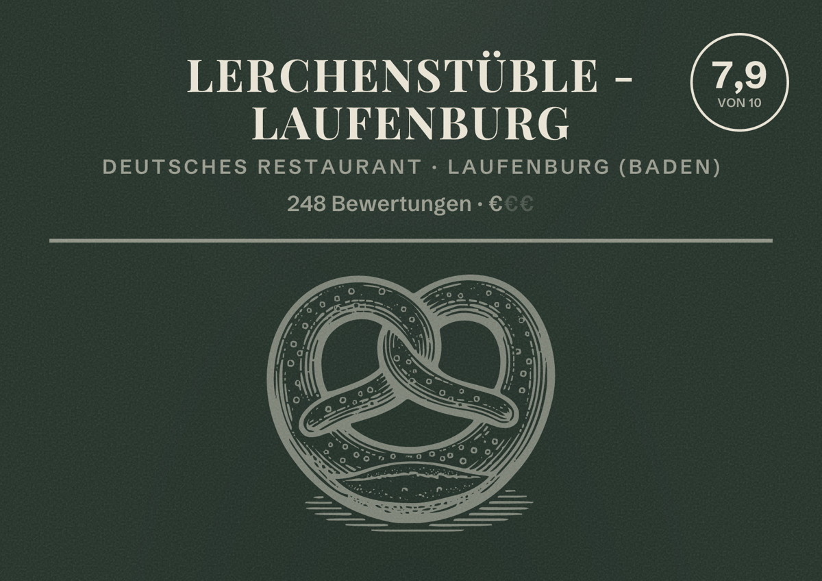 Illustriertes Poster von Lerchenstüble - Laufenburg, Deutsches Restaurant in Laufenburg (Baden): Bewertung 7,9 von 10 aus 248 Bewertungen, Preisniveau €