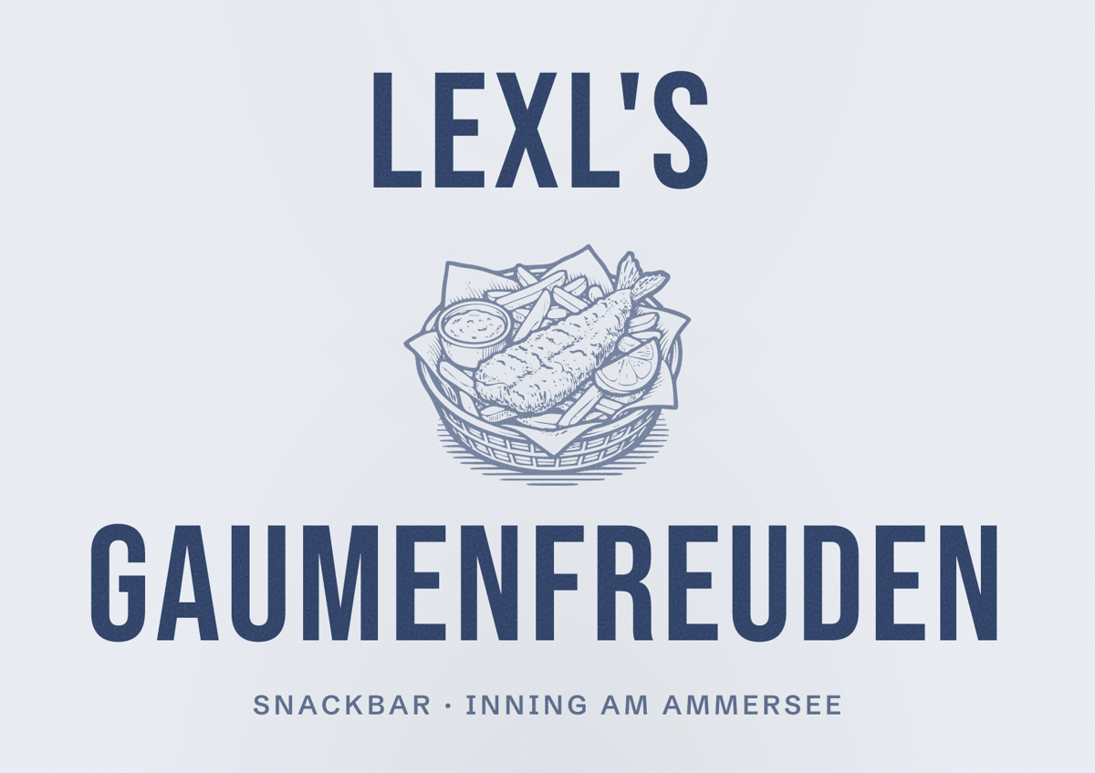 Illustriertes Poster von Lexl's Gaumenfreuden, Snackbar in Inning am Ammersee