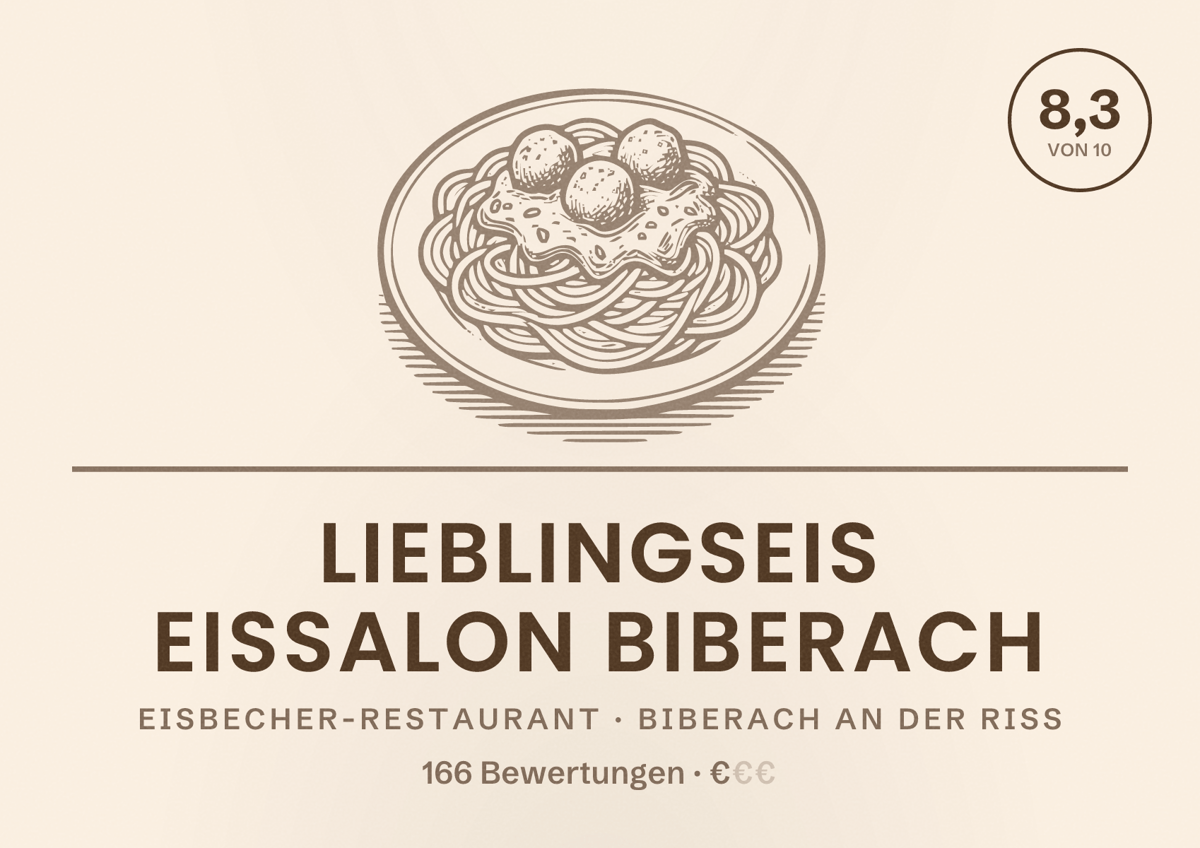 Illustriertes Poster von LIEBLINGSEIS Eissalon Biberach, Eisbecher-Restaurant in Biberach an der Riß: Bewertung 8,3 von 10 aus 166 Bewertungen, Preisniveau €