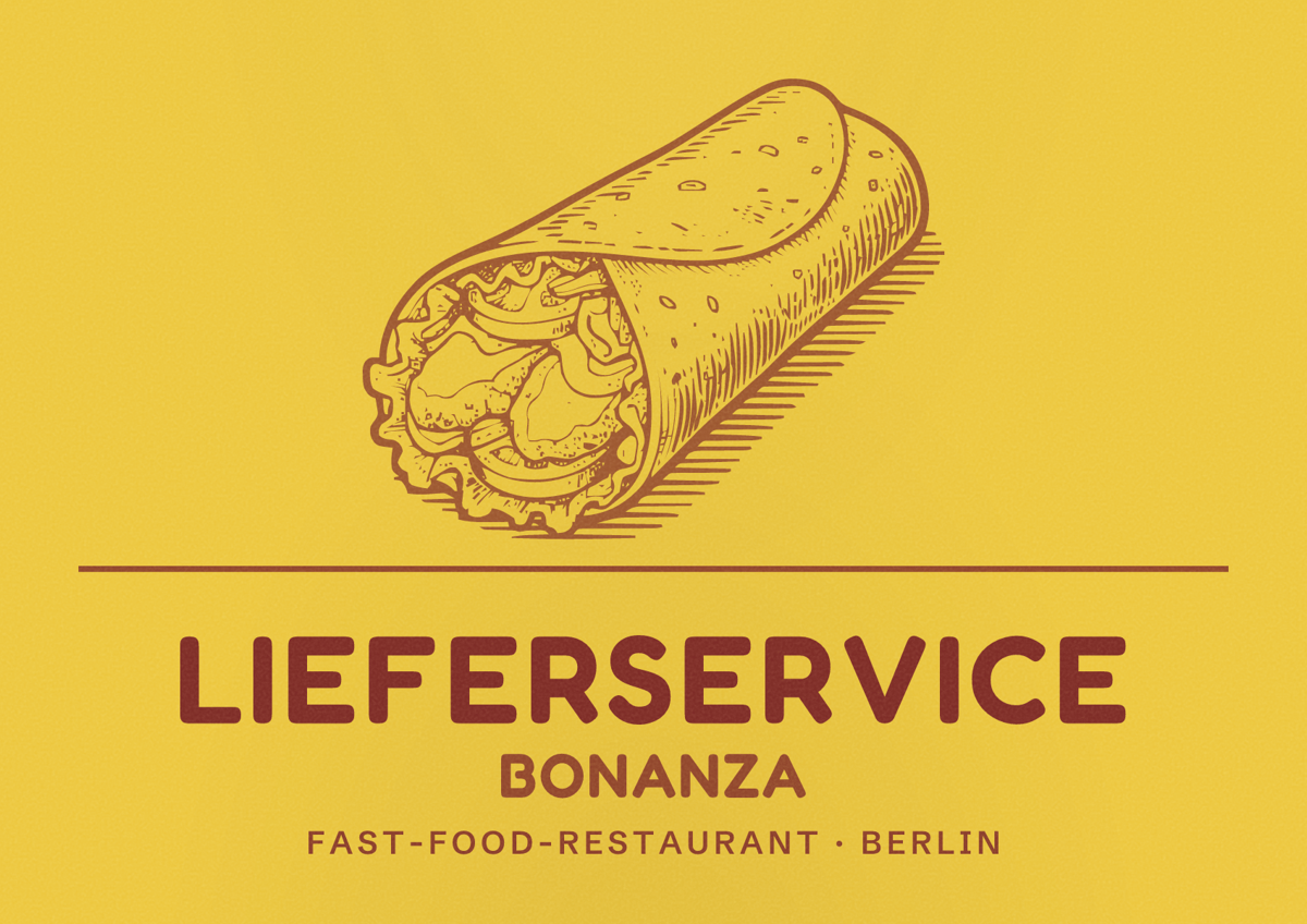 Illustriertes Poster von Lieferservice Bonanza, Fast-Food-Restaurant in Berlin