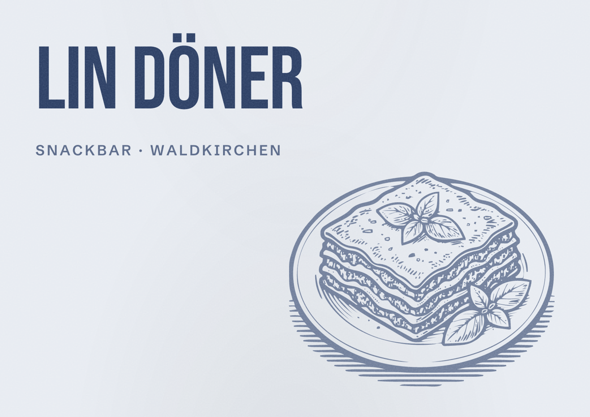 Illustriertes Poster von Lin Döner, Snackbar in Waldkirchen