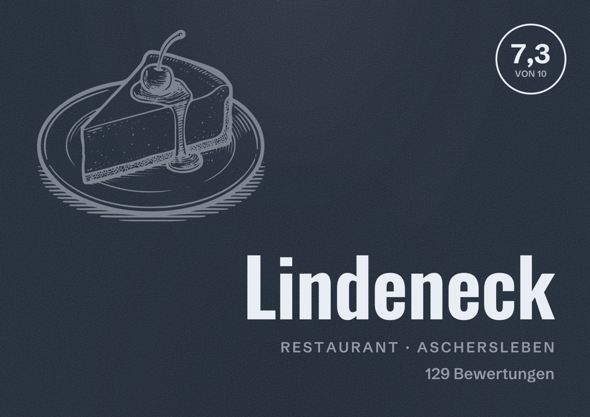 Illustriertes Poster von Lindeneck, Restaurant in Aschersleben: Bewertung 7,3 von 10 aus 129 Bewertungen