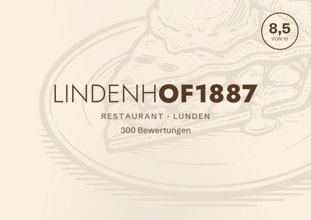 Illustriertes Poster von Lindenhof1887, Restaurant in Lunden: Bewertung 8,5 von 10 aus 300 Bewertungen