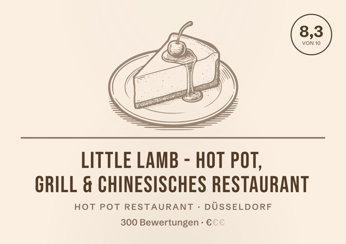 Illustriertes Poster von Little Lamb - Hot Pot, Grill & Chinesisches Restaurant, Hot Pot Restaurant in Düsseldorf: Bewertung 8,3 von 10 aus 300 Bewertungen, Preisniveau €