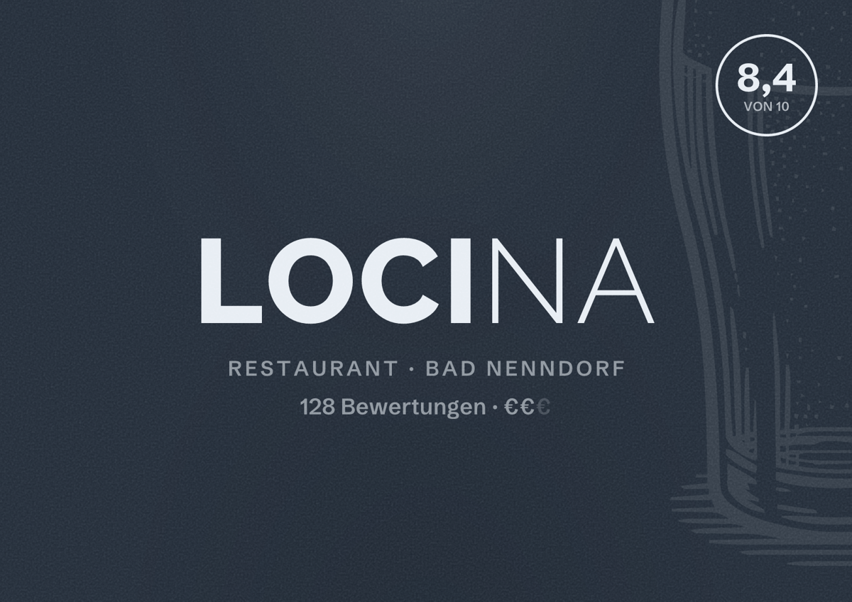 Illustriertes Poster von Locina, Restaurant in Bad Nenndorf: Bewertung 8,4 von 10 aus 128 Bewertungen, Preisniveau €€