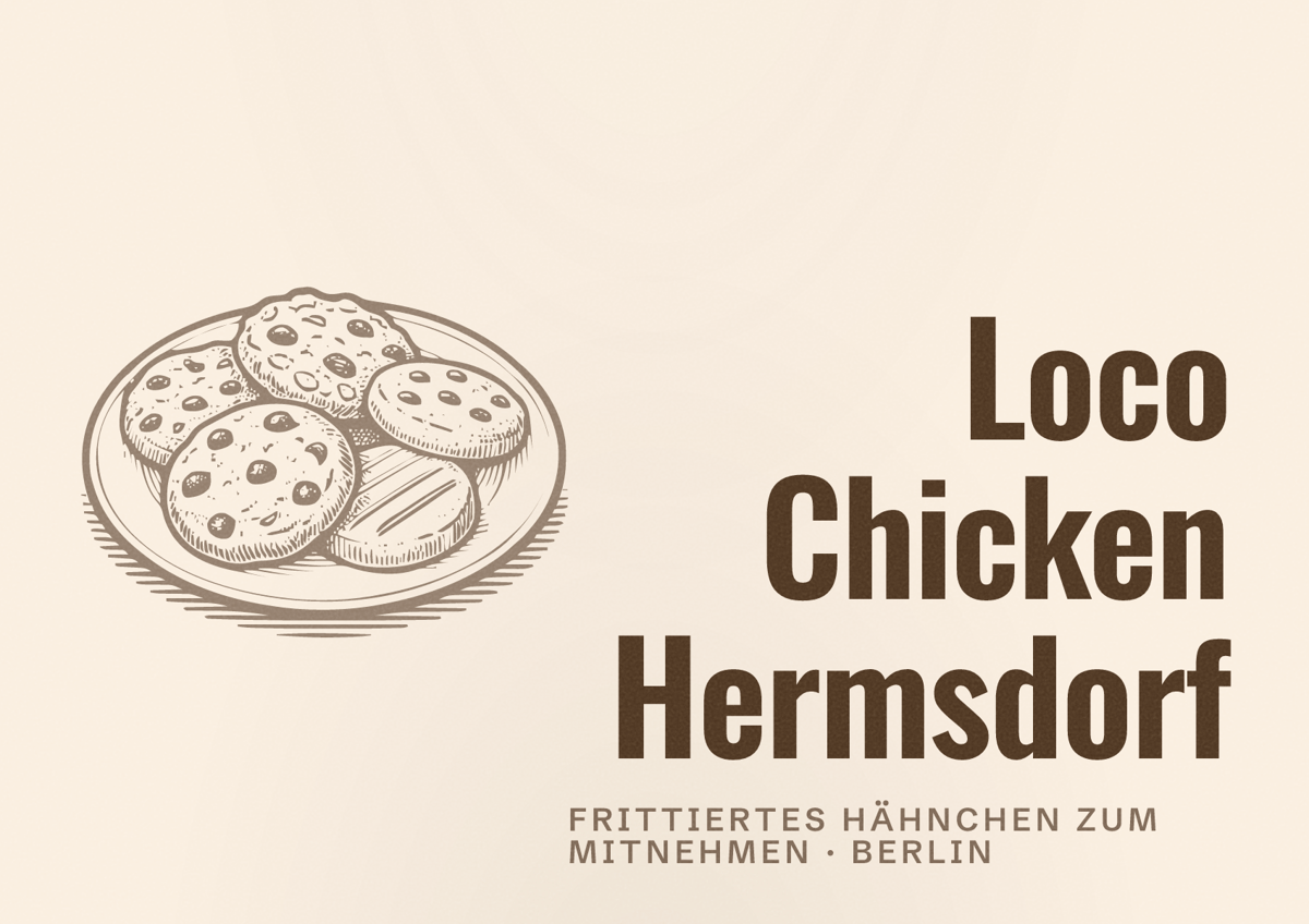 Illustriertes Poster von Loco Chicken Hermsdorf, Frittiertes Hähnchen zum Mitnehmen in Berlin