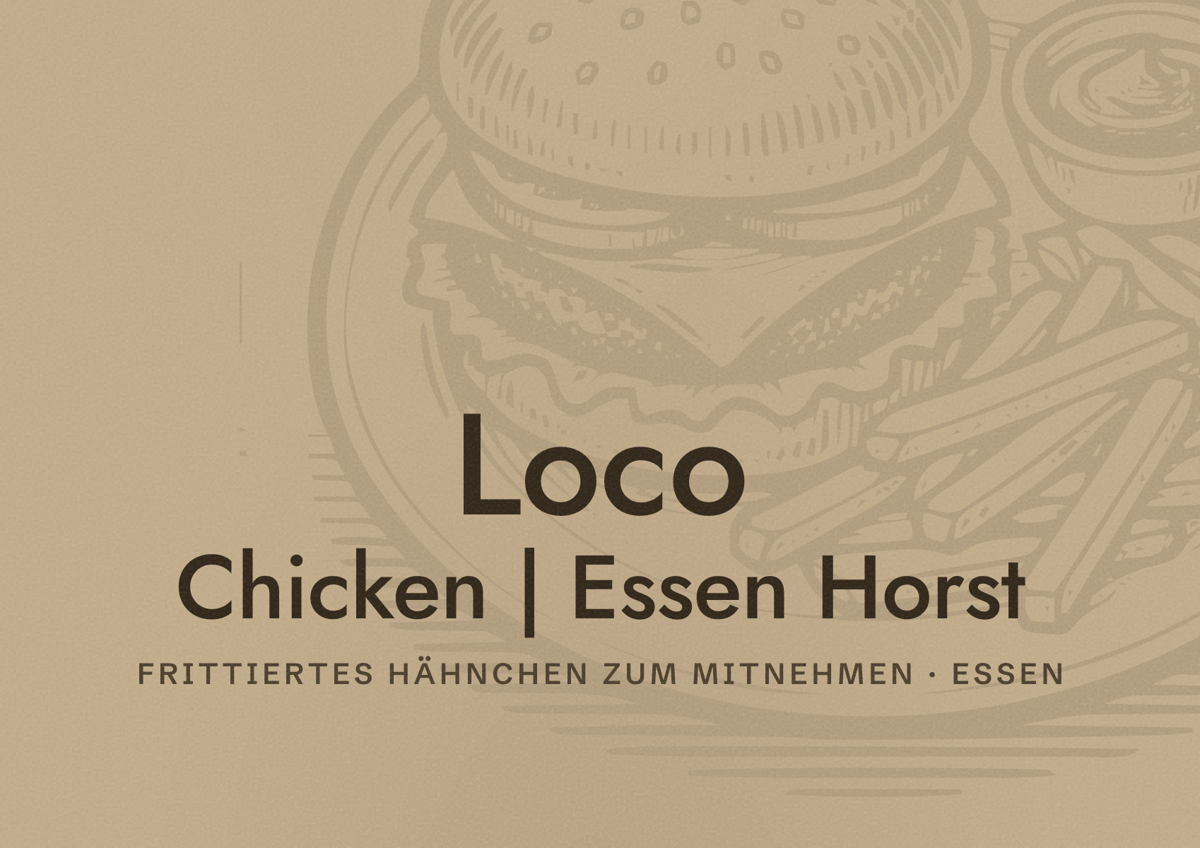 Illustriertes Poster von Loco Chicken | Essen Horst, Frittiertes Hähnchen zum Mitnehmen in Essen