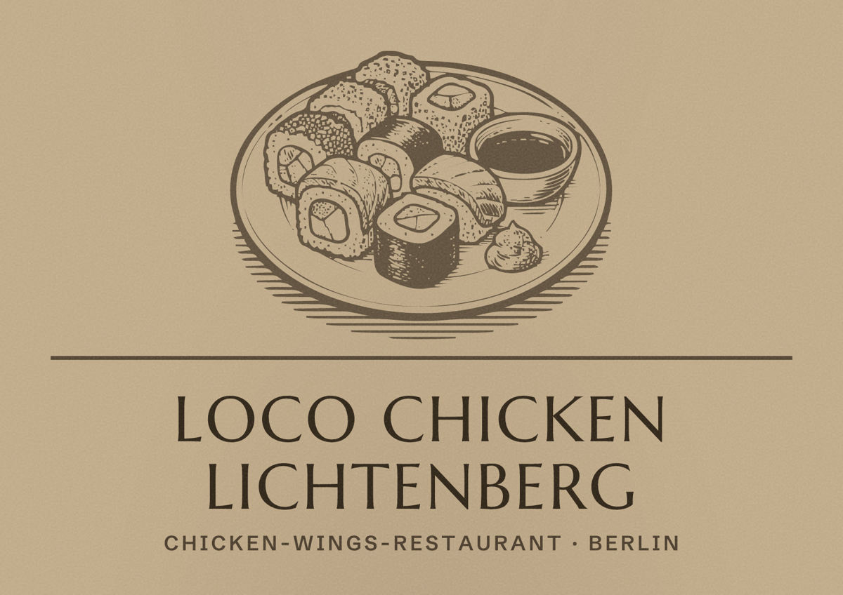 Illustriertes Poster von Loco Chicken Lichtenberg, Chicken-Wings-Restaurant in Berlin