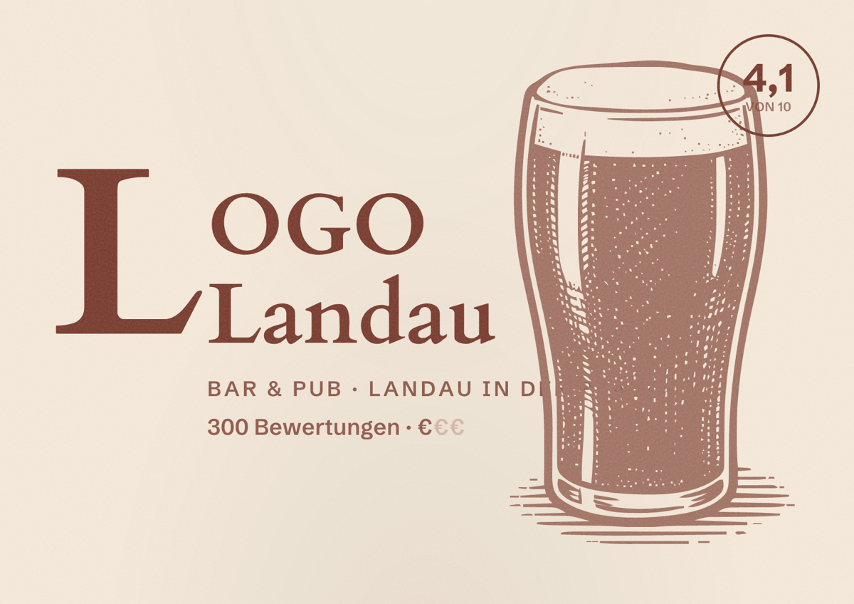 Illustriertes Poster von LOGO Landau, Bar & Pub in Landau in der Pfalz: Bewertung 4,1 von 10 aus 300 Bewertungen, Preisniveau €