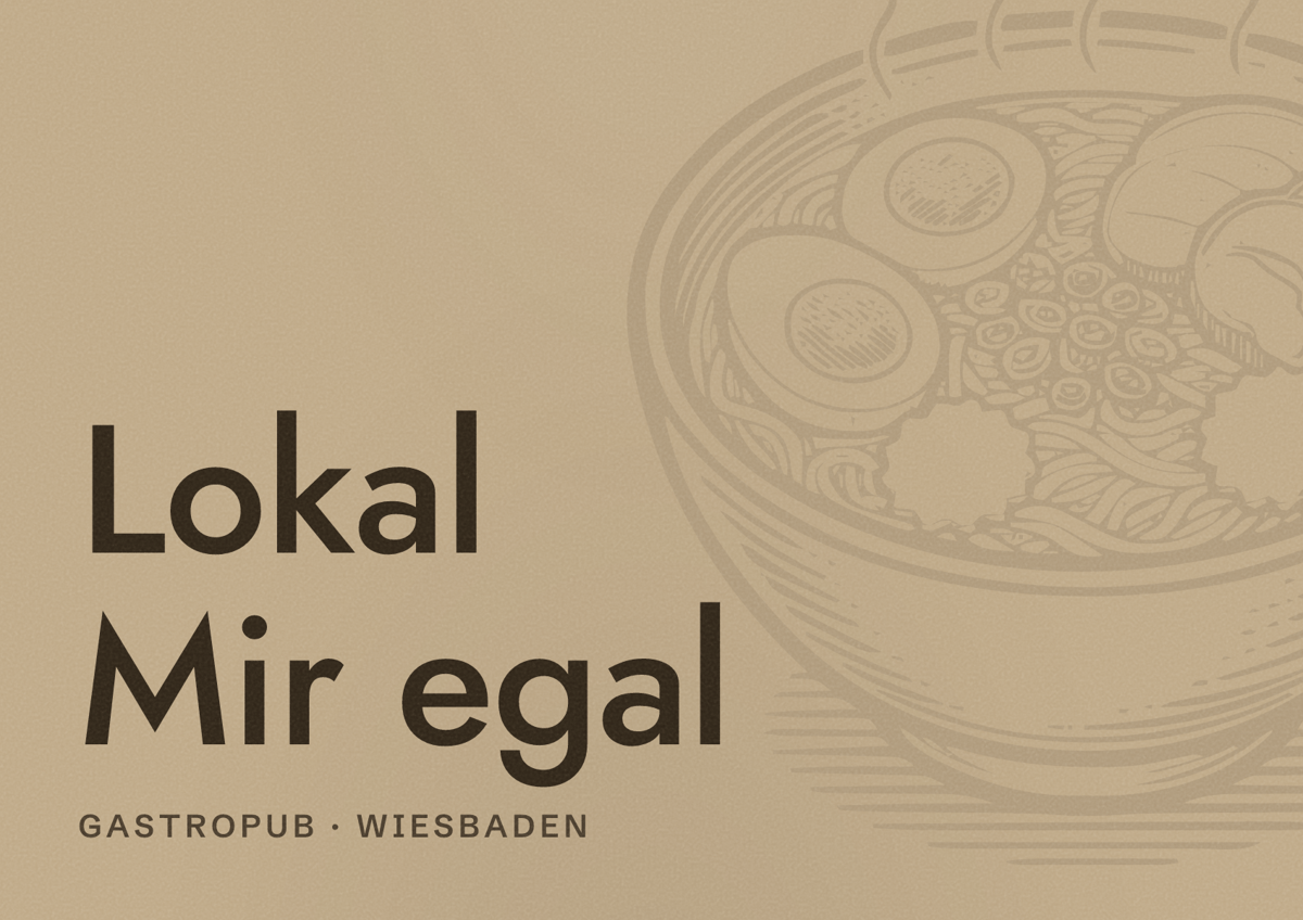 Illustriertes Poster von Lokal Mir egal, Gastropub in Wiesbaden