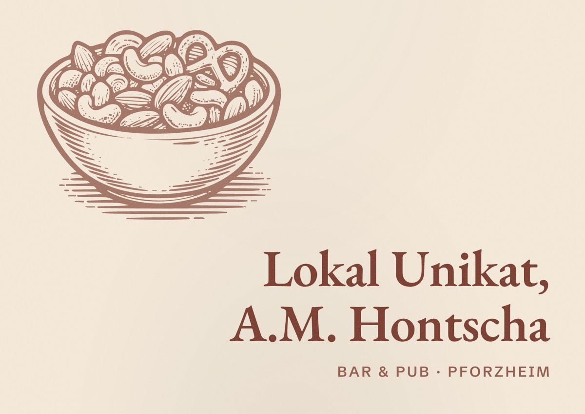 Illustriertes Poster von Lokal Unikat, A.M. Hontscha, Bar & Pub in Pforzheim